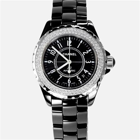 chanel j12 intense black watch|Chanel j12 diamond bezel.